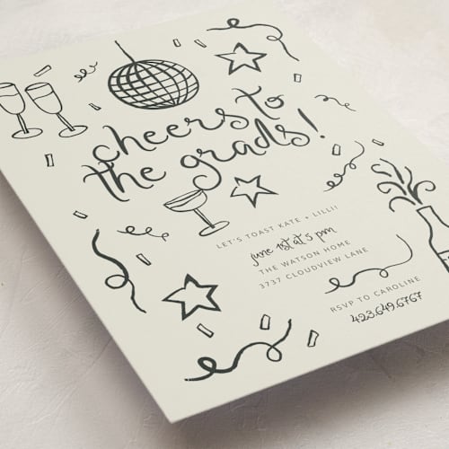 This is a chalkboard graduation invitations with standard by Kelly Watkins called new year cheer printing on signature in petite