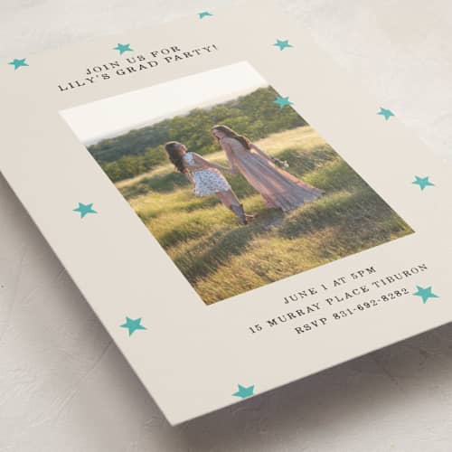 This is a frost graduation invitations with standard by Kercia Jane called tiny star confetti printing on signature in petite