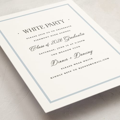 This is a hydrangea graduation invitations with standard by Carolyn MacLaren called dotted classic printing on signature in petite