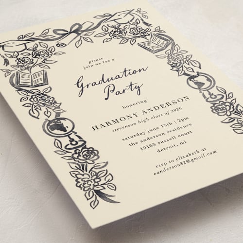 This is a ink graduation invitations with standard by Jamie Alexander called future in bloom printing on signature in petite