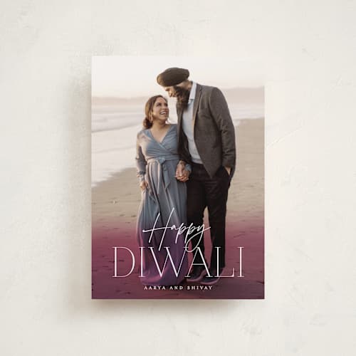 This is a baigani diwali cards with standard by Brooke Chandler called diwali glow printing on recycled smooth signature in petite