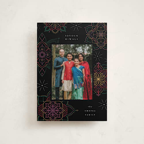 This is a garden diwali cards with standard by Grae called joyous lights printing on recycled smooth signature in petite