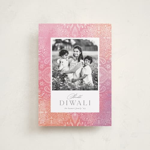 This is a sorbet diwali cards with standard by Ashley Rosenbaum called intricate mandala printing on recycled smooth signature in petite