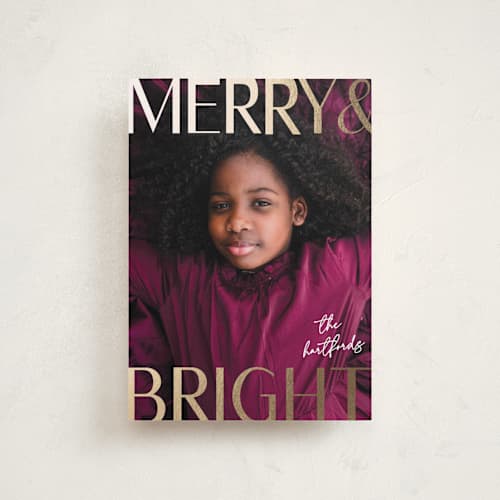 This is a north star petite holiday cards with foil pressed by Susan Asbill called bright printing on recycled smooth signature in petite