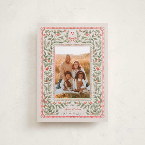 This is a garden petite holiday cards with standard by Elly called botanical tidings printing on recycled smooth signature in petite