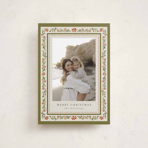 This is a persimmon petite holiday cards with standard by Chris Griffith called holiday frame printing on recycled smooth signature in petite