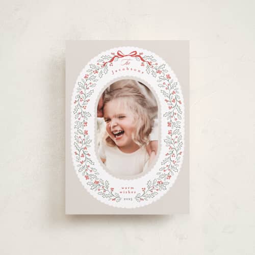 This is a dove petite holiday cards with standard by Karidy Walker called chantilly printing on recycled smooth signature in petite