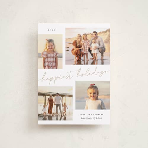 This is a snow petite holiday cards with standard by Sarah Curry called minimal holiday gallery printing on recycled smooth signature in petite
