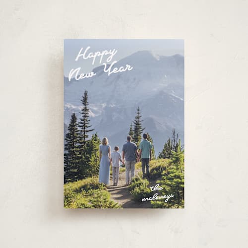 This is a snow petite holiday cards with standard by Tennie and Co. called squiggles printing on recycled smooth signature in petite