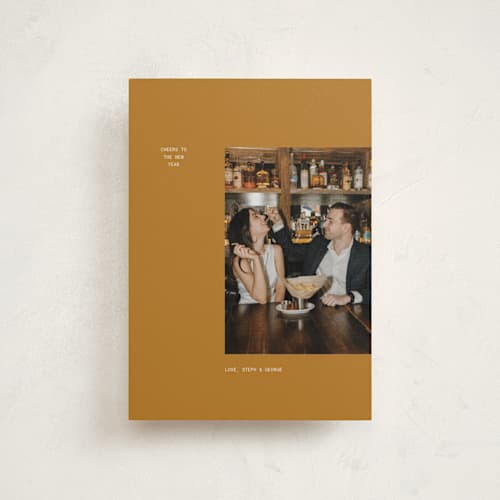 This is a golden hour petite holiday cards with standard by Bramble Studio called bare minimum printing on recycled smooth signature in petite