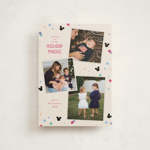 This is a sugar cookie petite holiday cards with standard by Kacey Kendrick Wagner called disney magic confetti printing on recycled smooth signature in petite