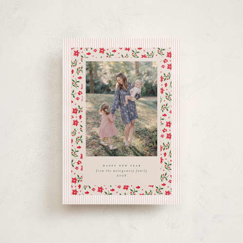 This is a eggnog petite holiday cards with standard by Claudia Orengo called pique nique printing on recycled smooth signature in petite