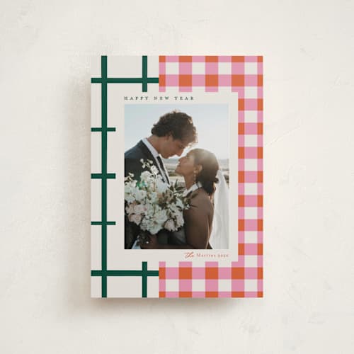 This is a gumdrop petite holiday cards with standard by Carrie ONeal called grandmas dishes printing on recycled smooth signature in petite