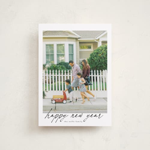This is a marshmallow petite holiday cards with standard by Tamara Hilje called the merry printing on recycled smooth signature in petite