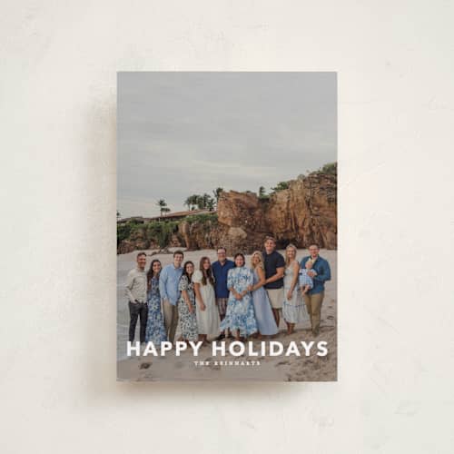 This is a linen petite holiday cards with standard by Angela Thompson called simple type printing on recycled smooth signature in petite