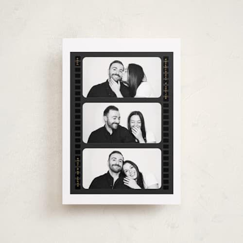 This is a noir petite holiday cards with standard by Christie Garcia called vintage film printing on recycled smooth signature in petite