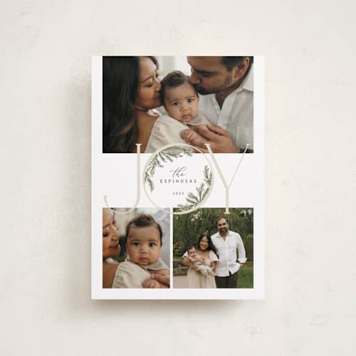 This is a moss petite holiday cards with standard by Paula Pecevich called inner pine wreath printing on recycled smooth signature in petite