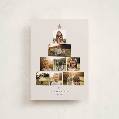 This is a eggnog petite holiday cards with standard by Adelyn T. called starry tree printing on recycled smooth signature in petite