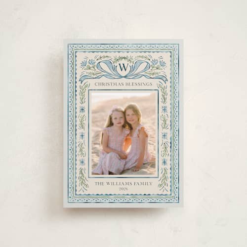 This is a blue jay petite holiday cards with standard by Paper Sun Studio called christmas gift printing on recycled smooth signature in petite