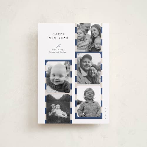 This is a cape cod petite holiday cards with standard by Carrie ONeal called peppermint strip printing on recycled smooth signature in petite