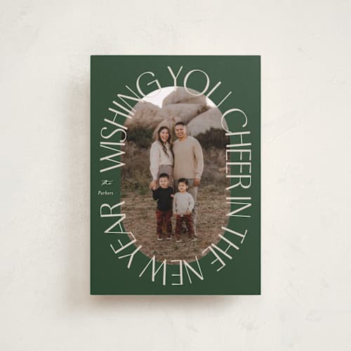 This is a pine petite holiday cards with standard by Brianne Larsen called glory oval printing on recycled smooth signature in petite