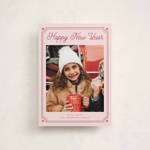 This is a winter rose petite holiday cards with standard by Cass Loh called ticket frame printing on recycled smooth signature in petite