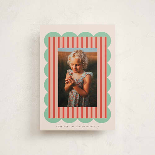 This is a mint chip petite holiday cards with standard by Morgan Kendall called layered frame printing on recycled smooth signature in petite