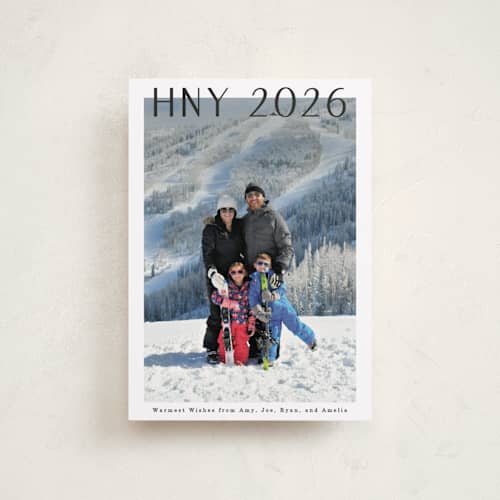 This is a snow petite holiday cards with standard by Ani Somi called big top printing on recycled smooth signature in petite