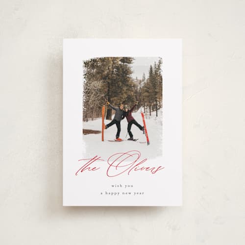 This is a holly berry petite holiday cards with standard by AK Graphics called family signature printing on recycled smooth signature in petite