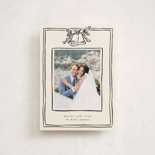 This is a licorice petite holiday cards with standard by Ekko Studio called christmas coquette printing on recycled smooth signature in petite