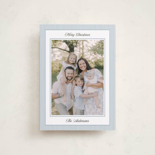This is a pool petite holiday cards with standard by Annie Shapiro called little stripes printing on recycled smooth signature in petite