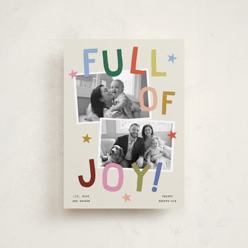 This is a jubilant petite holiday cards with standard by Kercia Jane called full of joy (& cheer) printing on recycled smooth signature in petite