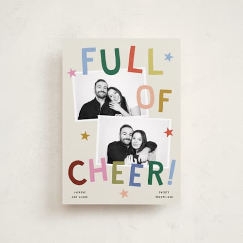 This is a jubilant petite holiday cards with standard by Kercia Jane called full of joy (& cheer) printing on recycled smooth signature in petite