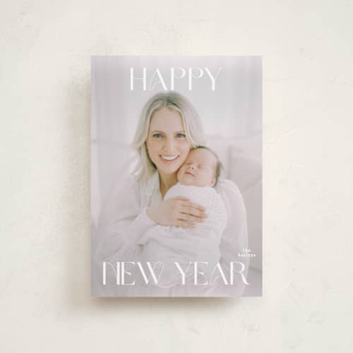 This is a snowflake petite holiday cards with standard by Angela Thompson called merry printing on recycled smooth signature in petite