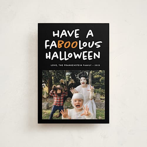 This is a cauldron halloween party invitations cards with standard by Heather Schertzer called faboolous printing on recycled smooth signature in petite