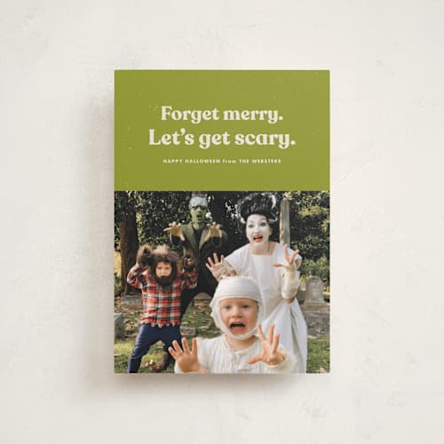 This is a slime halloween party invitations cards with standard by Lea Delaveris called get scary printing on recycled smooth signature in petite