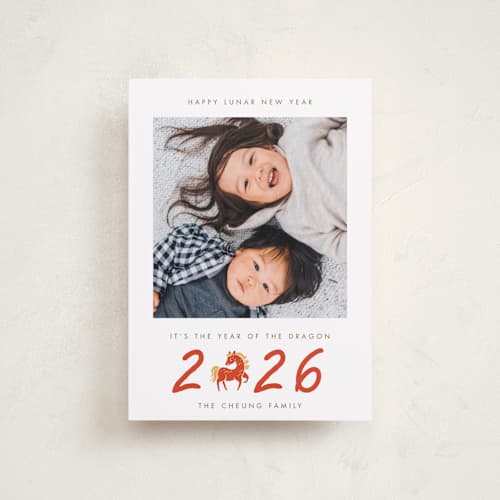 This is a kumquat chinese new year cards with standard by Vivian Yiwing called chinese dragon year printing on recycled smooth signature in petite