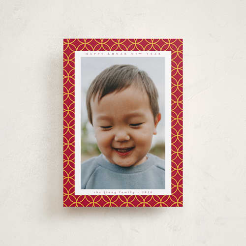 This is a crimson chinese new year cards with standard by Emily Sabol Goss called shimmering printing on recycled smooth signature in petite