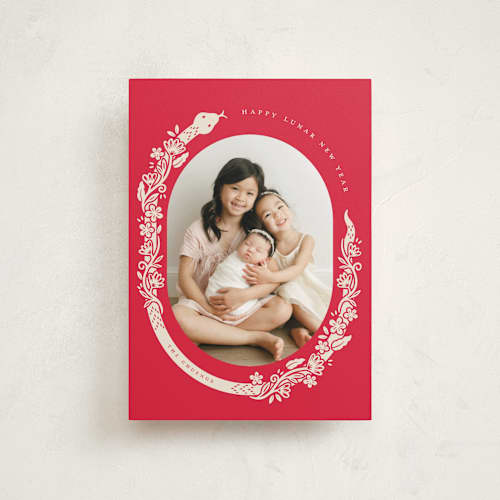 This is a wealth chinese new year cards with standard by Vivian Yiwing called snake lunar year printing on recycled smooth signature in petite