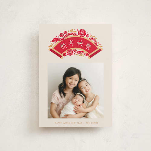 This is a fireworks chinese new year cards with standard by Vivian Yiwing called lunar snake arch printing on recycled smooth signature in petite