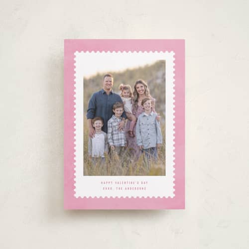 This is a pretty in pink valentines day with standard by Hooray Creative called stamped printing on recycled smooth signature in petite