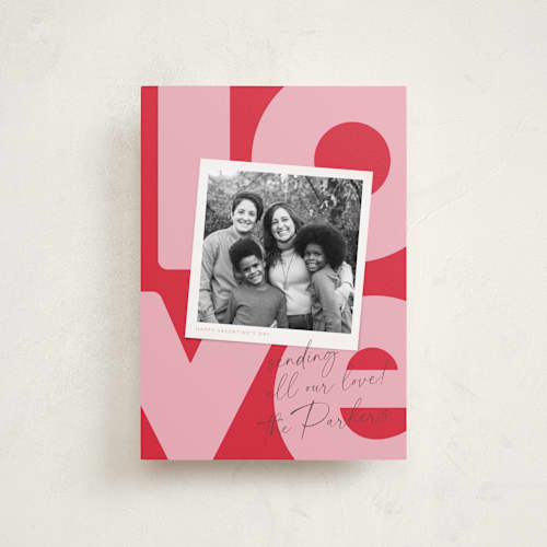 This is a raspberry valentines day with standard by Robert and Stella called really big love printing on recycled smooth signature in petite