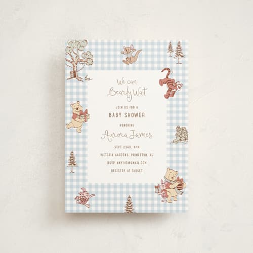 This is a sky baby shower postcards with standard by Teju Reval called disney's fun pooh printing on signature in postcard