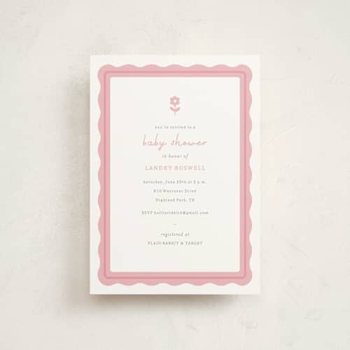This is a petal baby shower postcards with standard by Sara Hicks Malone called flora belle printing on signature in postcard
