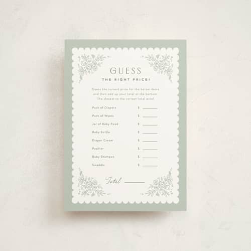 This is a sage baby shower postcards with standard by Kristen Smith called story book frame printing on signature in postcard