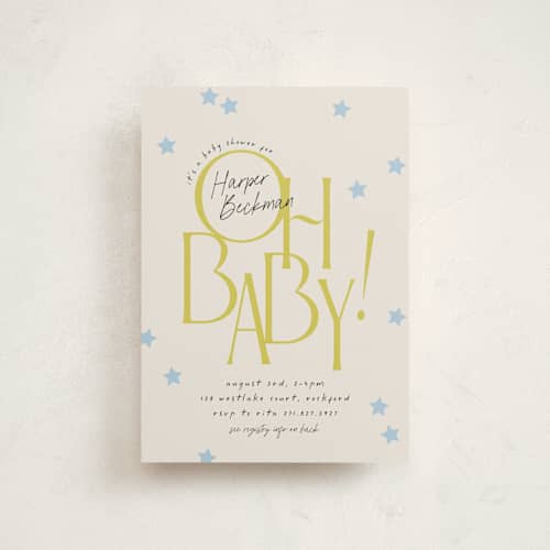This is a skylight baby shower postcards with standard by Laura Hankins called bright star printing on signature in postcard