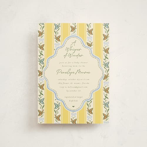 This is a willow baby shower postcards with standard by Vera Lim called whisper printing on signature in postcard