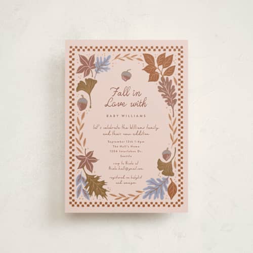 This is a latte baby shower postcards with standard by Alethea and Ruth called fall in love printing on signature in postcard