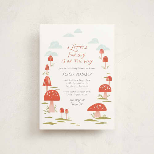 This is a fairy baby shower postcards with standard by Paper Raven Co. called little fun guy printing on signature in postcard