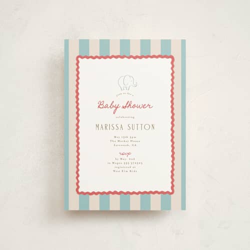 This is a sky baby shower postcards with standard by Tamara Hilje called circus circus printing on signature in postcard